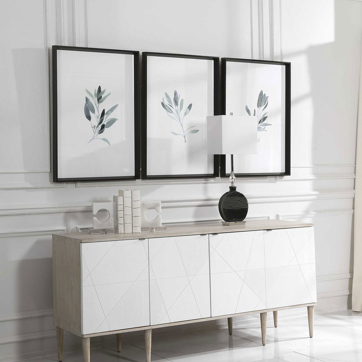 Simple Sage Watercolor Prints Set/3, Art by Uttermost, 25.5" width x 36.5" height x 2" depth View 4