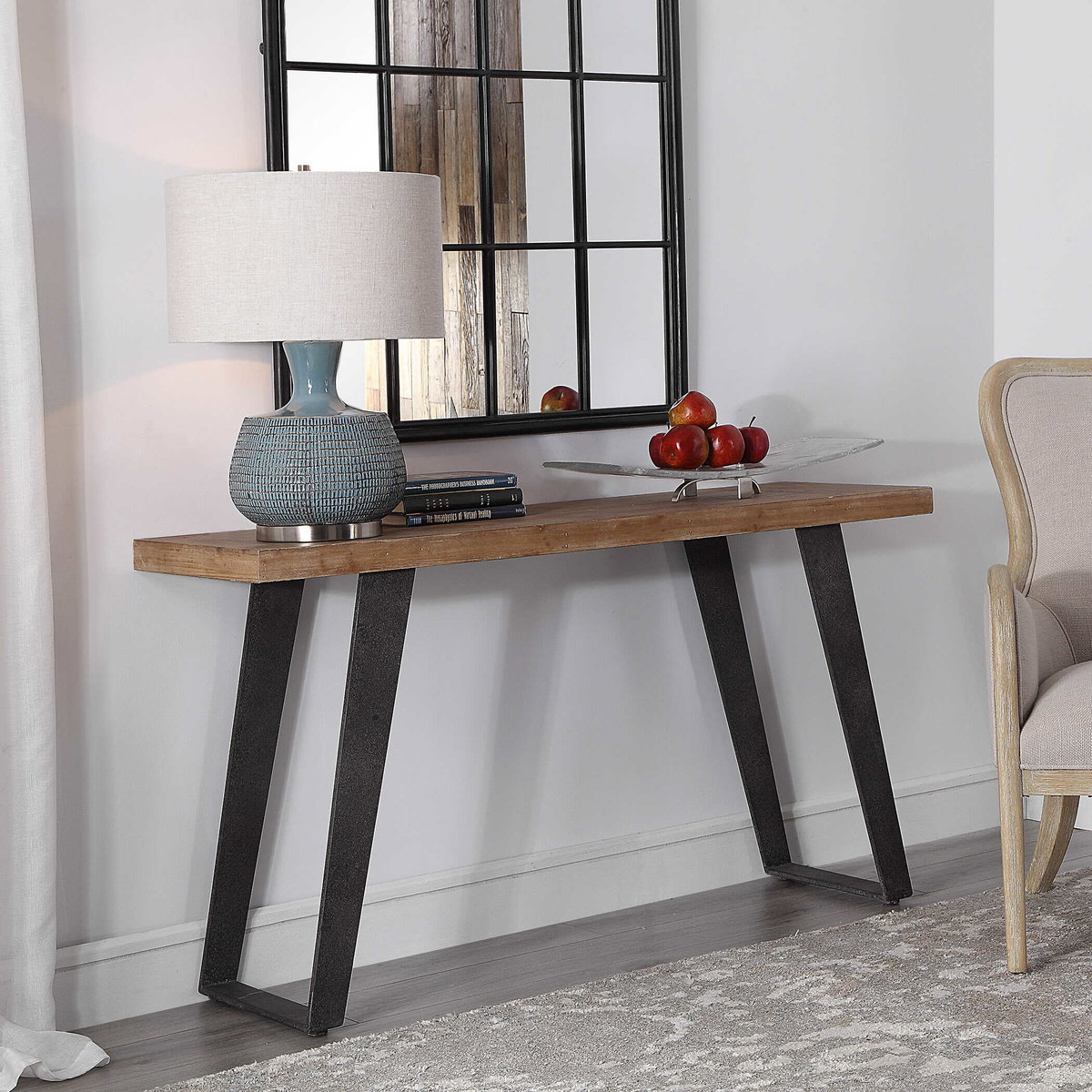 Freddy Weathered Console Table, by Uttermost, 55" width x 30" height x 15.75" depth View 8