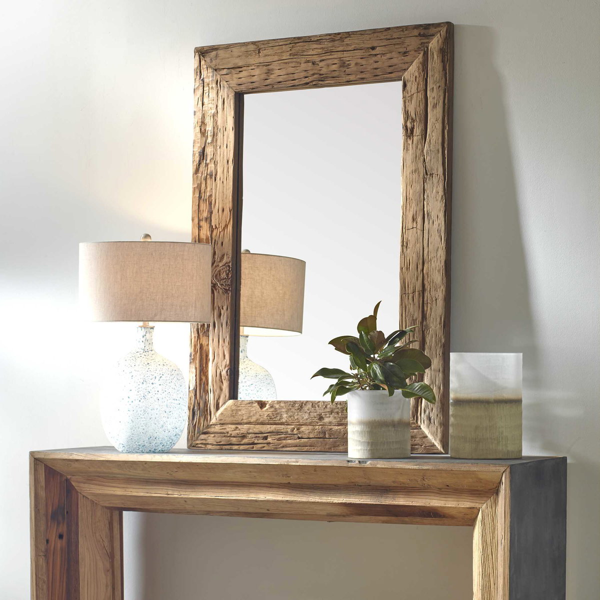 Rennick Large Reclaimed Pine Mirror, by Uttermost, 3'4" width x 4'9" height x 1.5" depth View 4