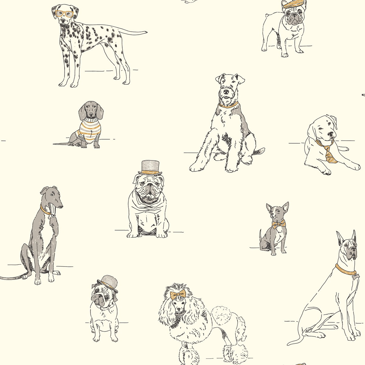 Dog's Life Silver & Gold Metallic Wallpaper, by York Wall, 33' length x 1'8.5" width x 0.02" depth