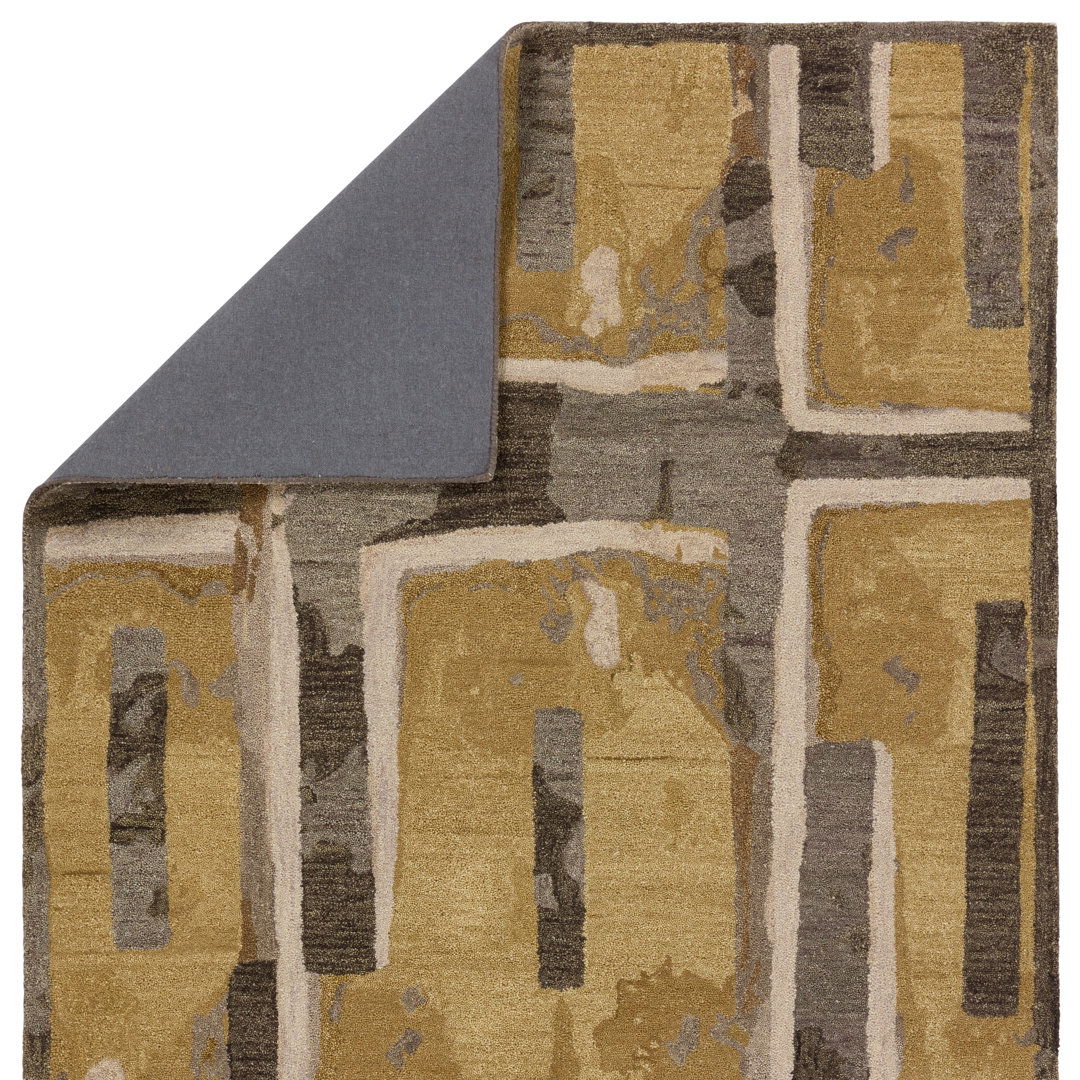 Zoe Bios By Jaipur Living Balsa HNC01 Handmade Abstract Yellow and Taupe Area Rug (10'x14') large image 