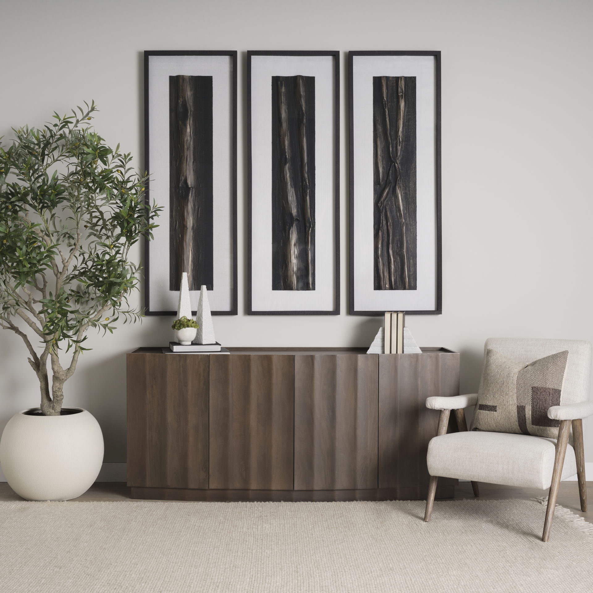 Swanson Dark Brown Wooden Scalloped Sideboard large image 