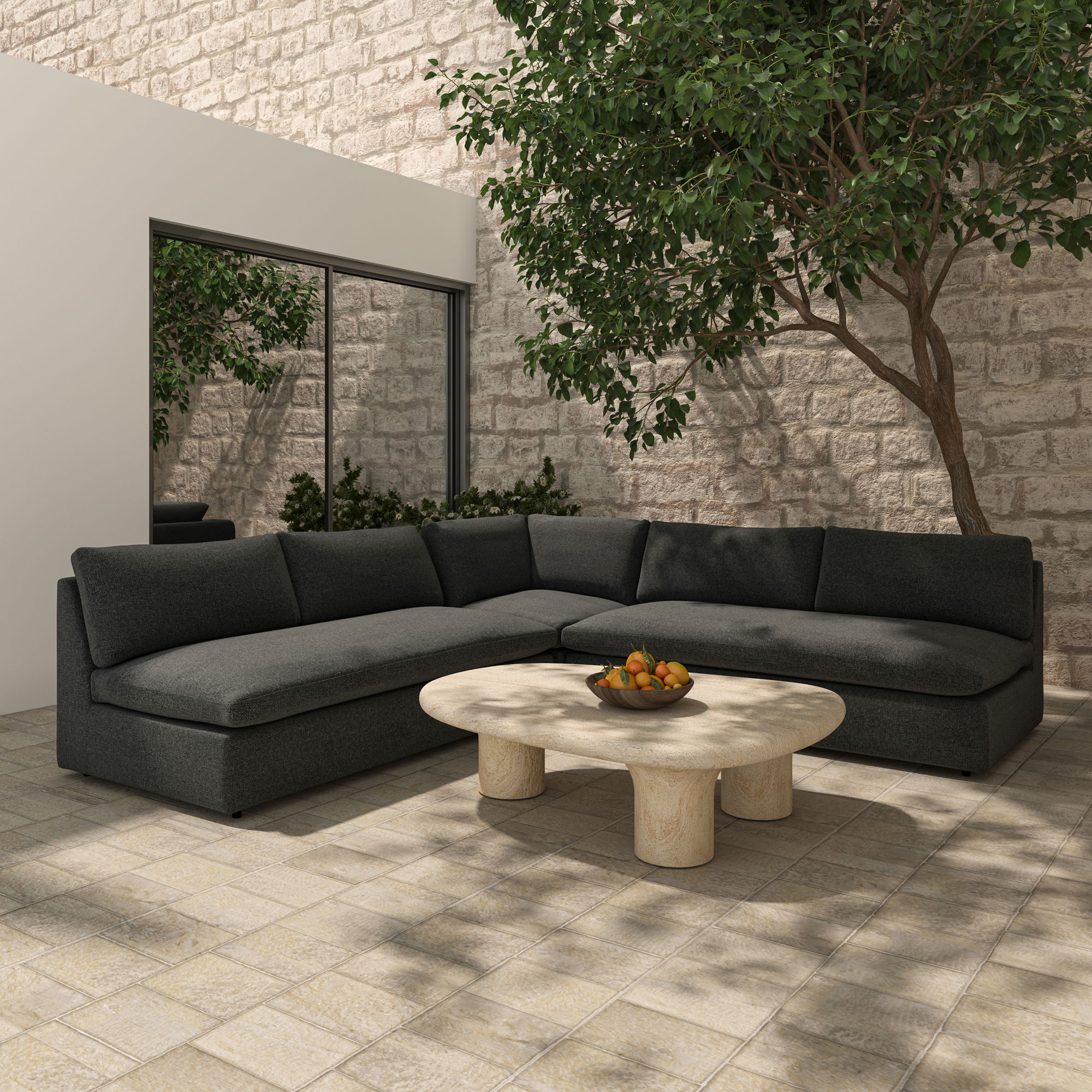 Miles Outdoor Corner Speckled Charcoal, Sectional Sofa by Moe's Home, 40" width x 35.8" height x 40" depth View 8
