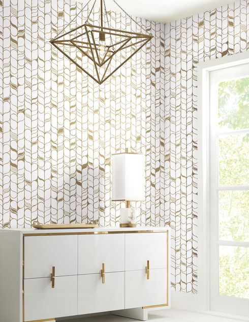 Perfect Petals White & Gold Wallpaper