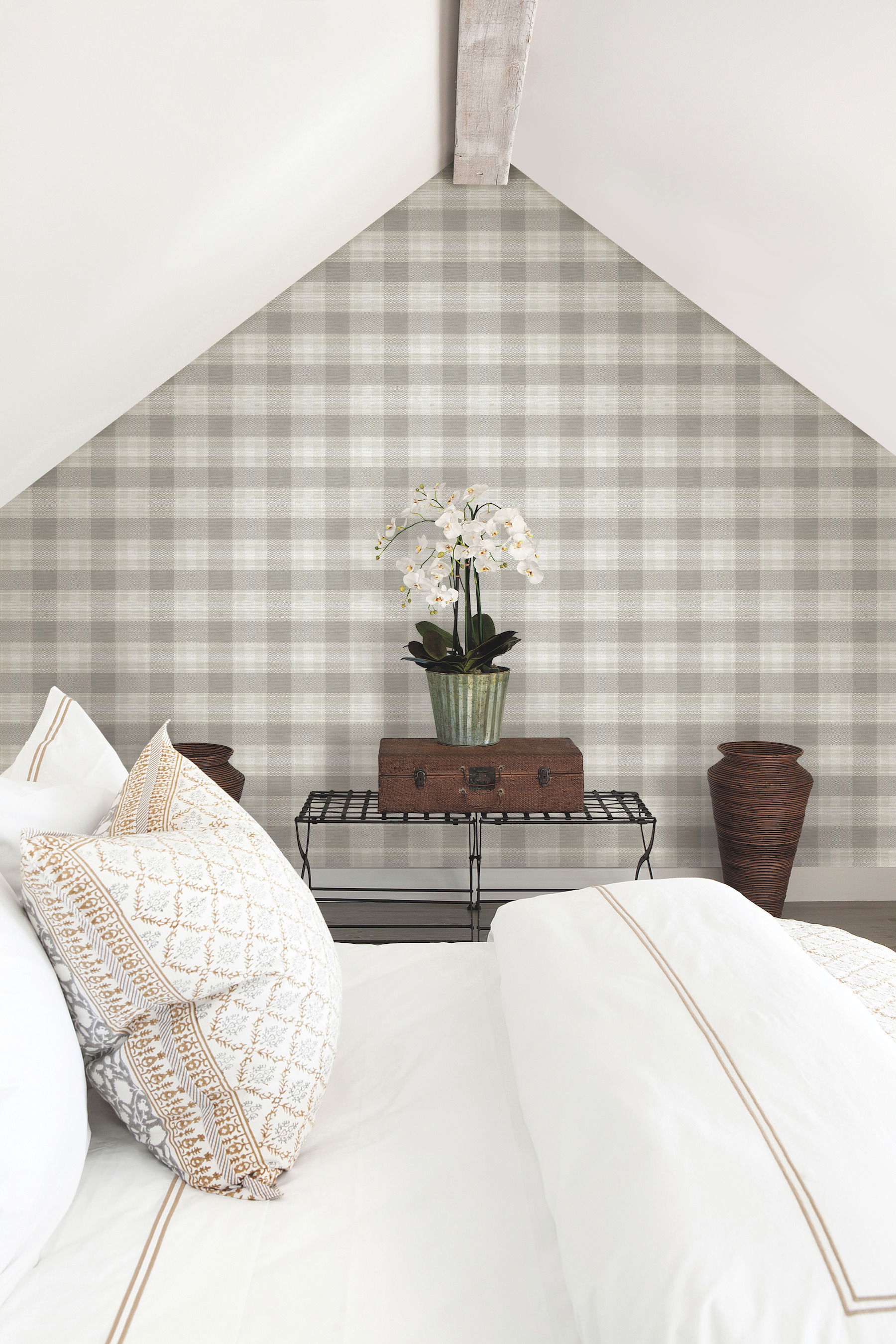 Woven Buffalo Check Linen Wallpaper large image 
