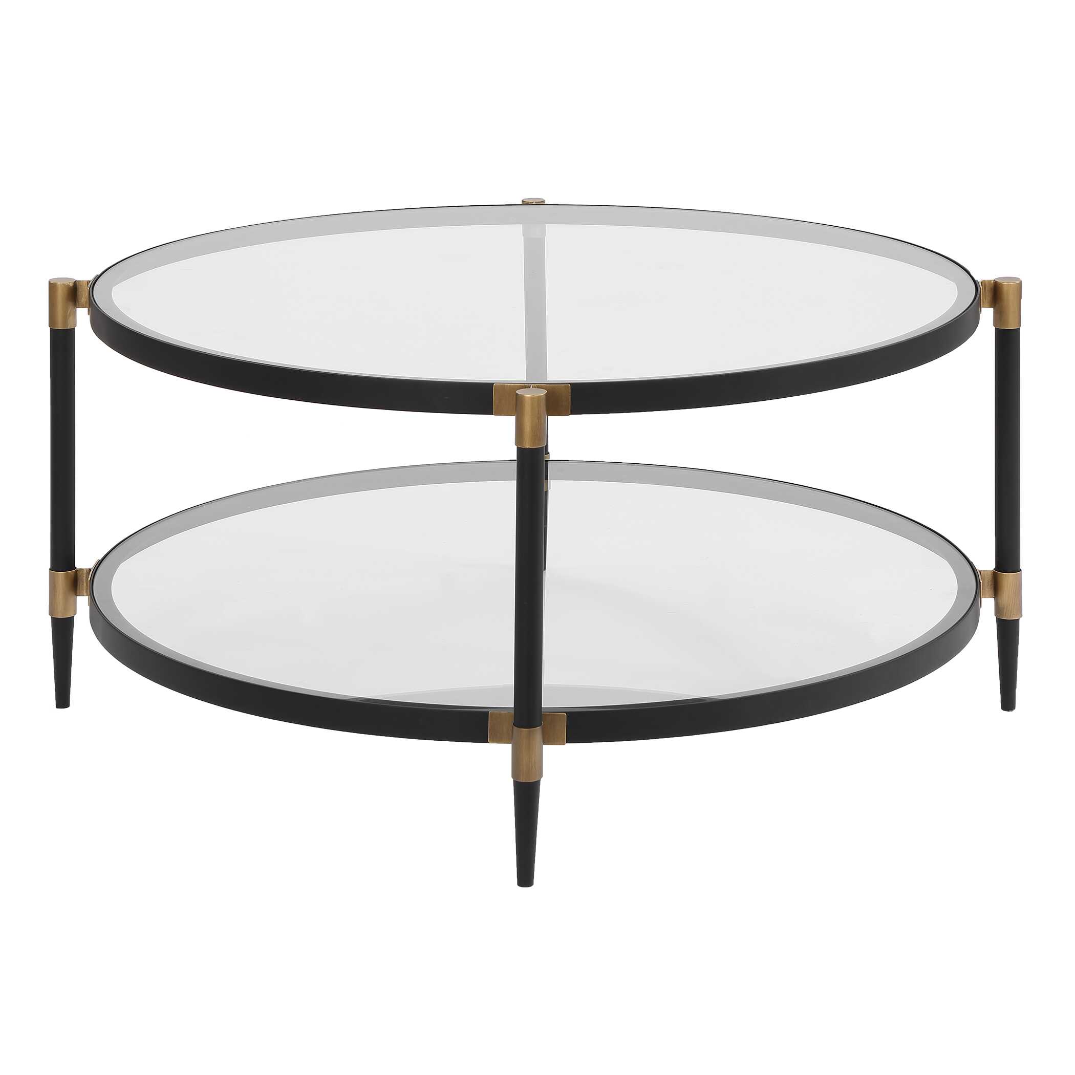 Chadid Round Glass Coffee Table, Furniture by Uttermost, 39" width x 18.25" height x 39" depth View 7