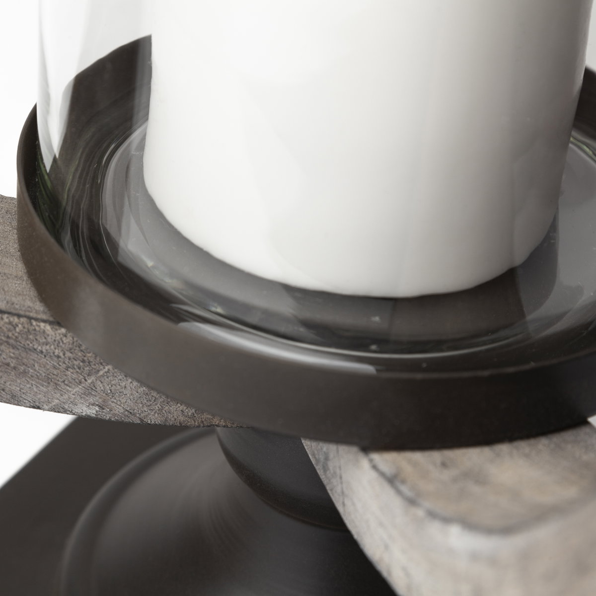 Brillion Large Rustic Wood Metal Table Candle Holder, Candles & Candle Holder by Mercana, 11" length x 10.83" width x 25" height View 8