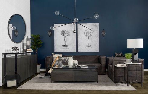 Lucas III (Set of 2) 15L x 15W; 12L x 12W White Marble with Black Iron Frame Accent Tables