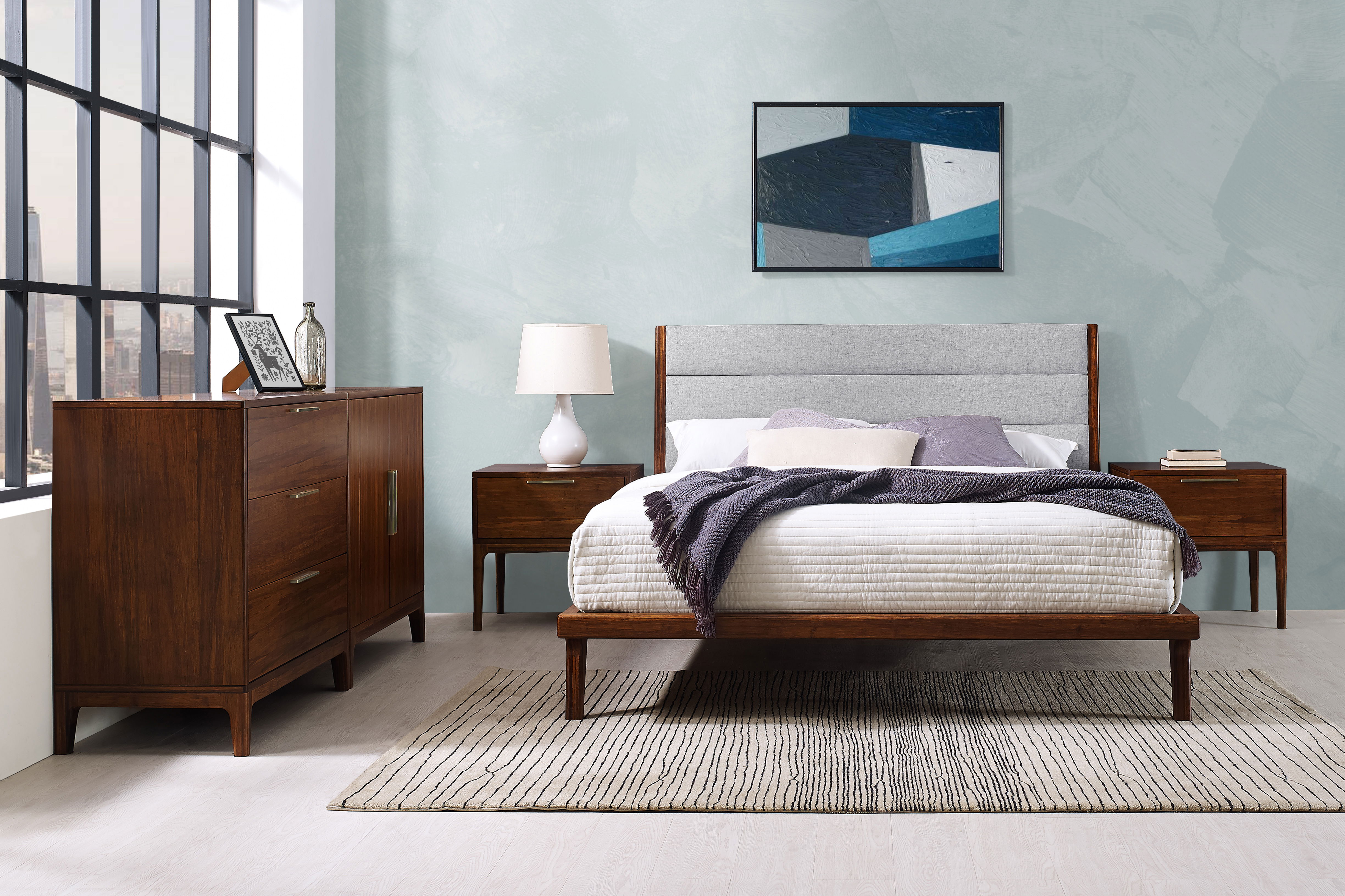 Mercury Upholstered Queen Platform Bed, Exotic, by Greenington, 87" length x 63.5" width x 42" height View 9