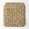Adele   Medium Brown Seagrass Woven Square Pouf, Ottoman by Mercana, 17.72" length x 17.72" width x 17.72" height thumbnail 3
