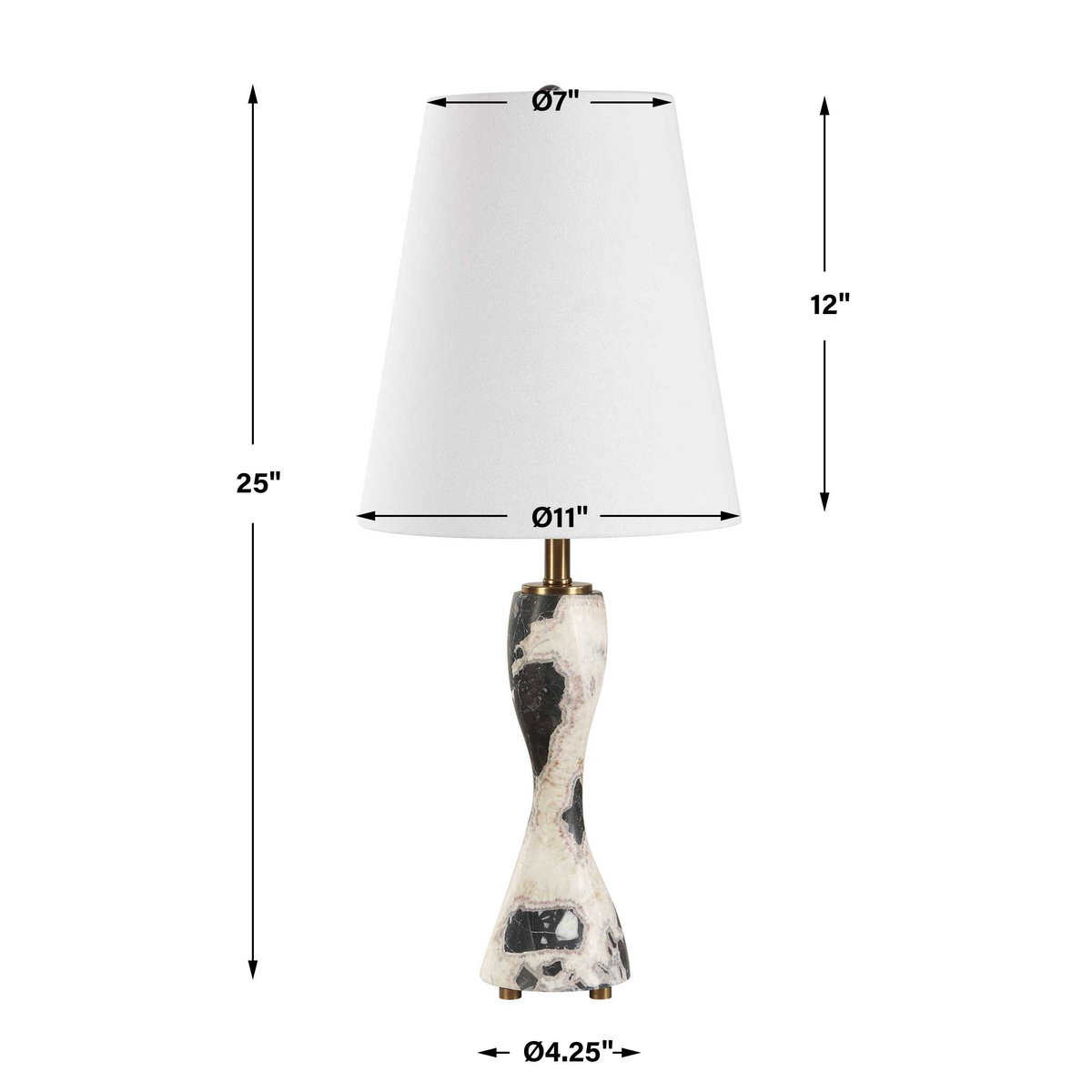 Marcela Panda Marble Buffet Lamp, by Uttermost, 11" width x 25.37" height x 11" depth View 3