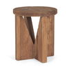 Tahlia Round Natural Brown Wood with Angled Legs Stool thumbnail 0