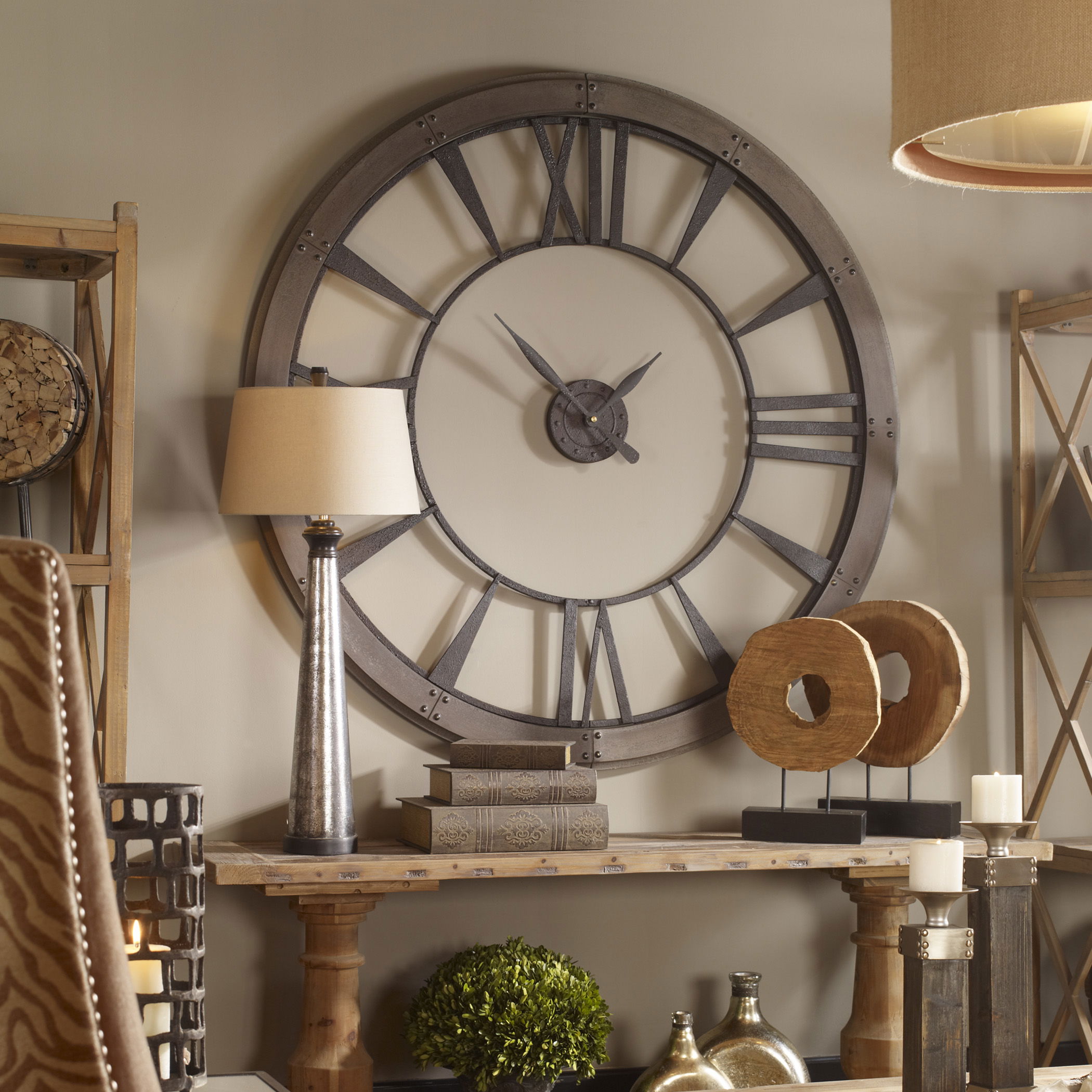 Ronan Wall Clock Large, by Uttermost, 60" width x 60" height x 1.5" depth View 5