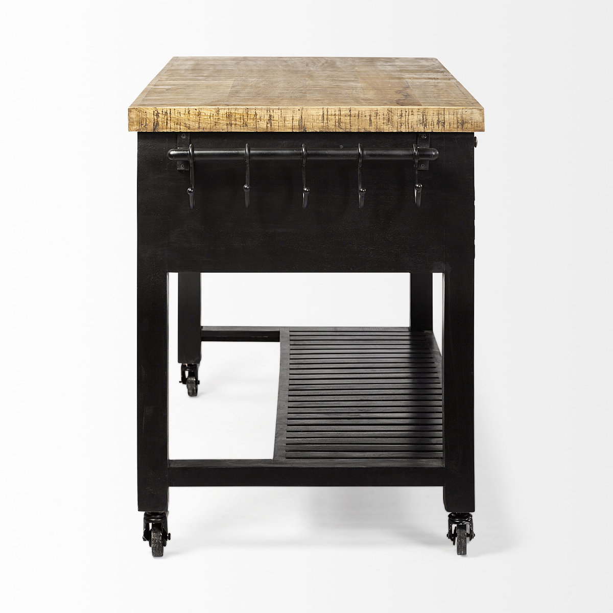 Columbia 62L x 28W x 36H Black Wooden Kitchen Island, by Mercana, 62" length x 28" width x 36" height View 7