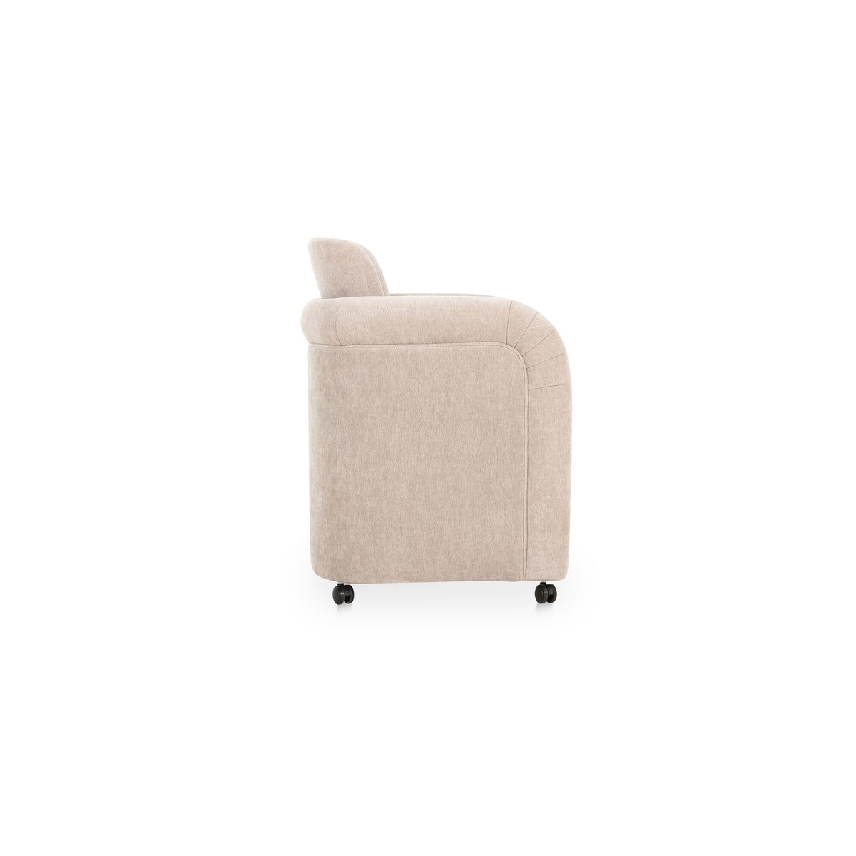 Mesto Rolling Dining Chair Taupe, by Moe's Home, 26" width x 32.5" height x 25.6" depth View 4
