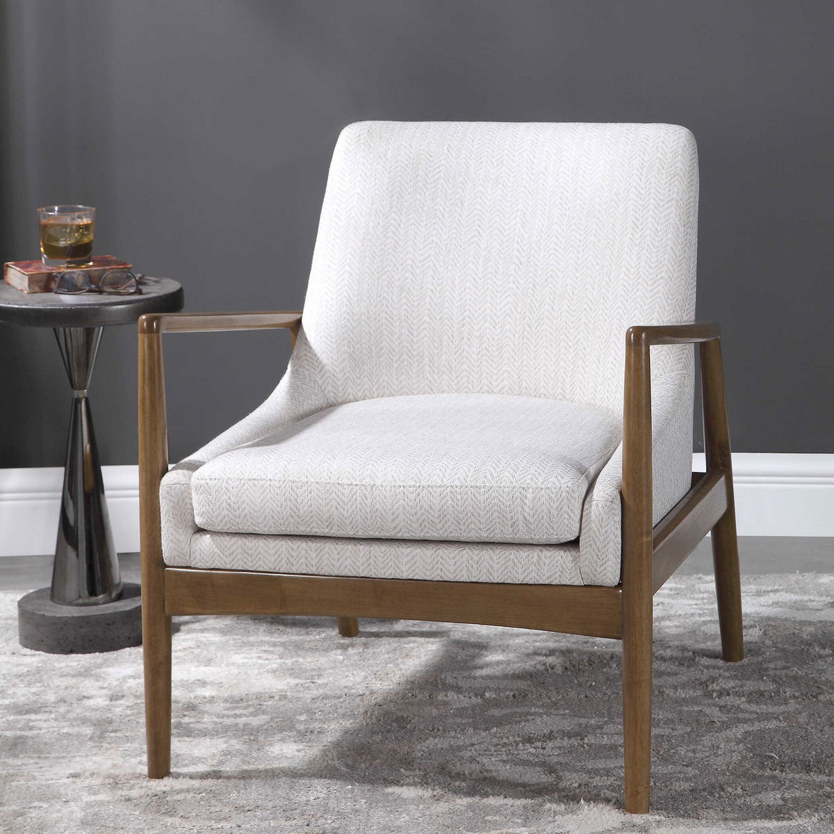 Bev White Accent Chair, by Uttermost, 27" width x 31.5" height x 31" depth View 6
