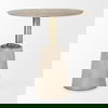 Maxwell 32' Round Light Wood Tabletop & Base with Gold Metal Accent Pedestal Bistro Table thumbnail 1