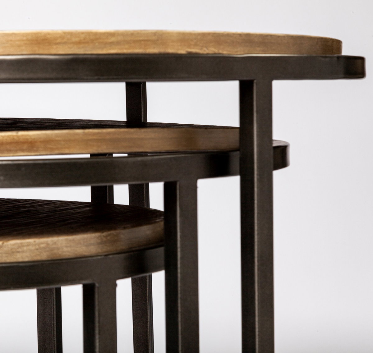 Glover (Set of 3) 20L x 20W Brown Wood Round Top with Metal Nesting Accent Tables, Side & End Table by Mercana, 20.08" length x 20.08" width x 26.38" height View 10