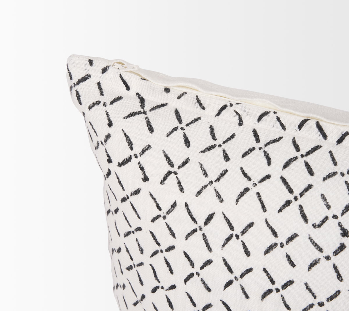 Jayden 14x26 Cream with Black Print Linen Lumbar Pillow Cover, Decorative Pillow by Mercana, 14" length x 26" width x 0.2" height View 8