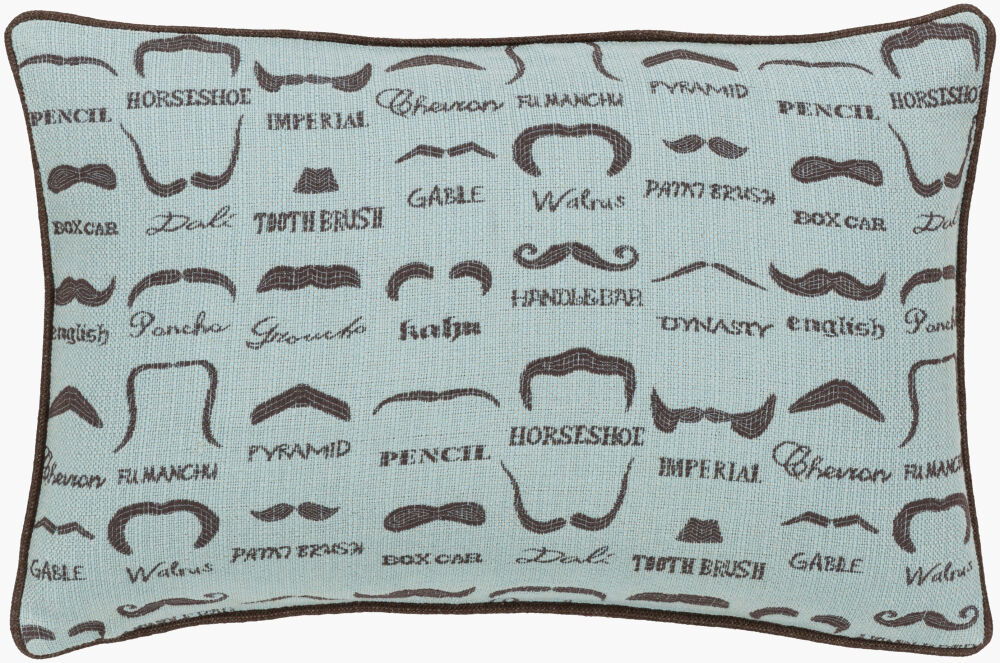 Wax that Stache Lumbar Pillow, Decorative Pillow by Surya, 13" length x 19" width