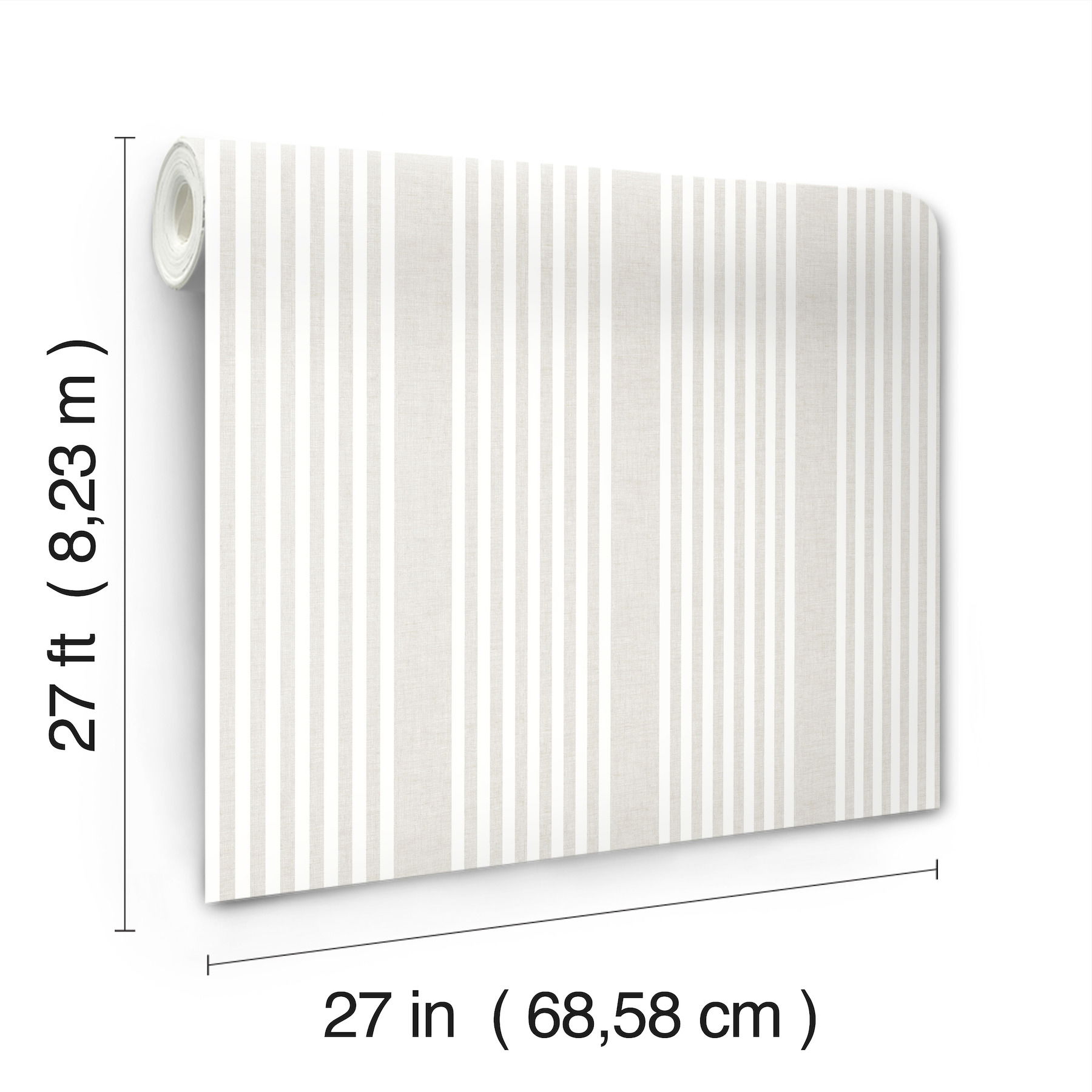 French Soft Linen Stripe Wallpaper, by York Wall, 27' length x 2'3" width x 0.02" depth View 5