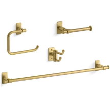 Online Designer Bathroom Castia by Studio McGee Bath Suite Accessory Package Featuring 24" Towel Bar, Tissue Holder, Double Robe Hook, and Towel Ring