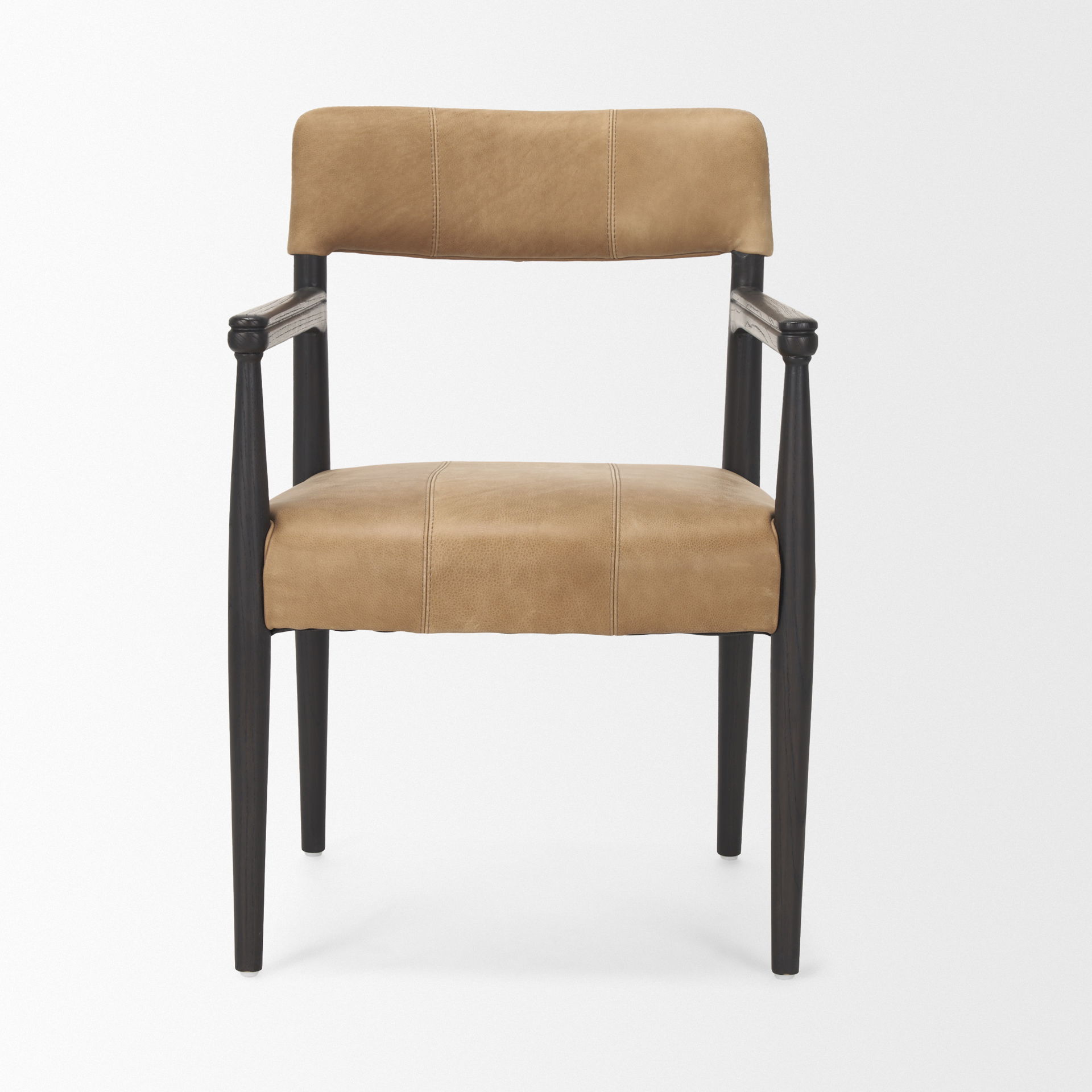 Toni Dark Brown Wood with Chestnut Leather Dining Chair large image 