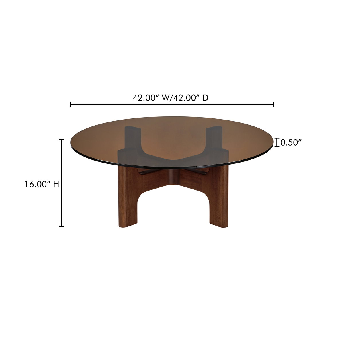 Luke Coffee Table Amber, by Moe's Home, 42" width x 16" height x 42" depth View 9