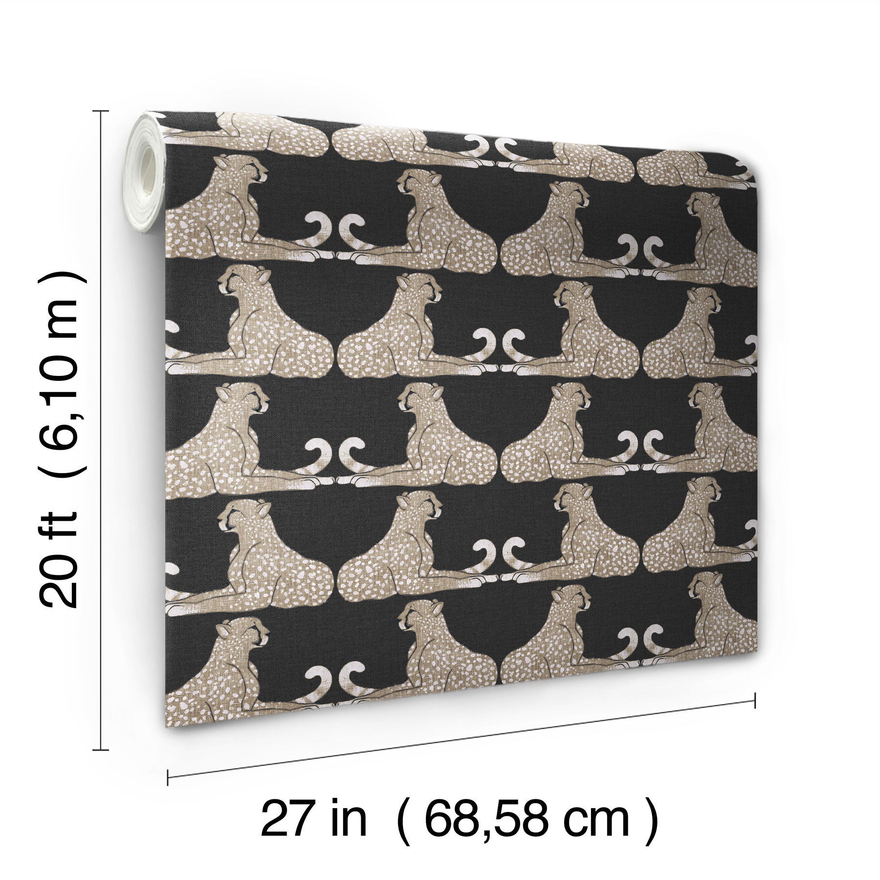 Reclining Cheetahs Black Peel & Stick Wallpaper large image 