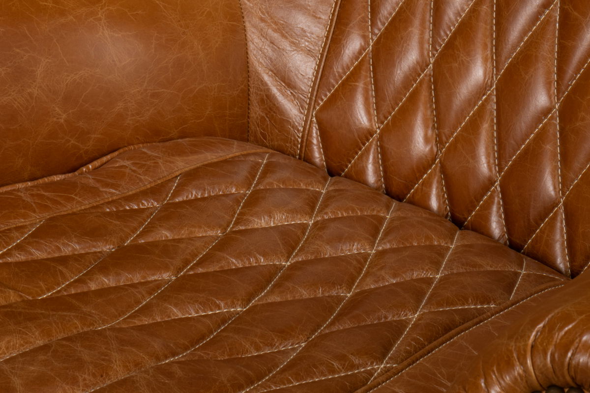 Bugatti Leather Swivel Chair  Cuba Brown, by Sarreid, 2'5" length x 2'8" width x 2'9" height View 6