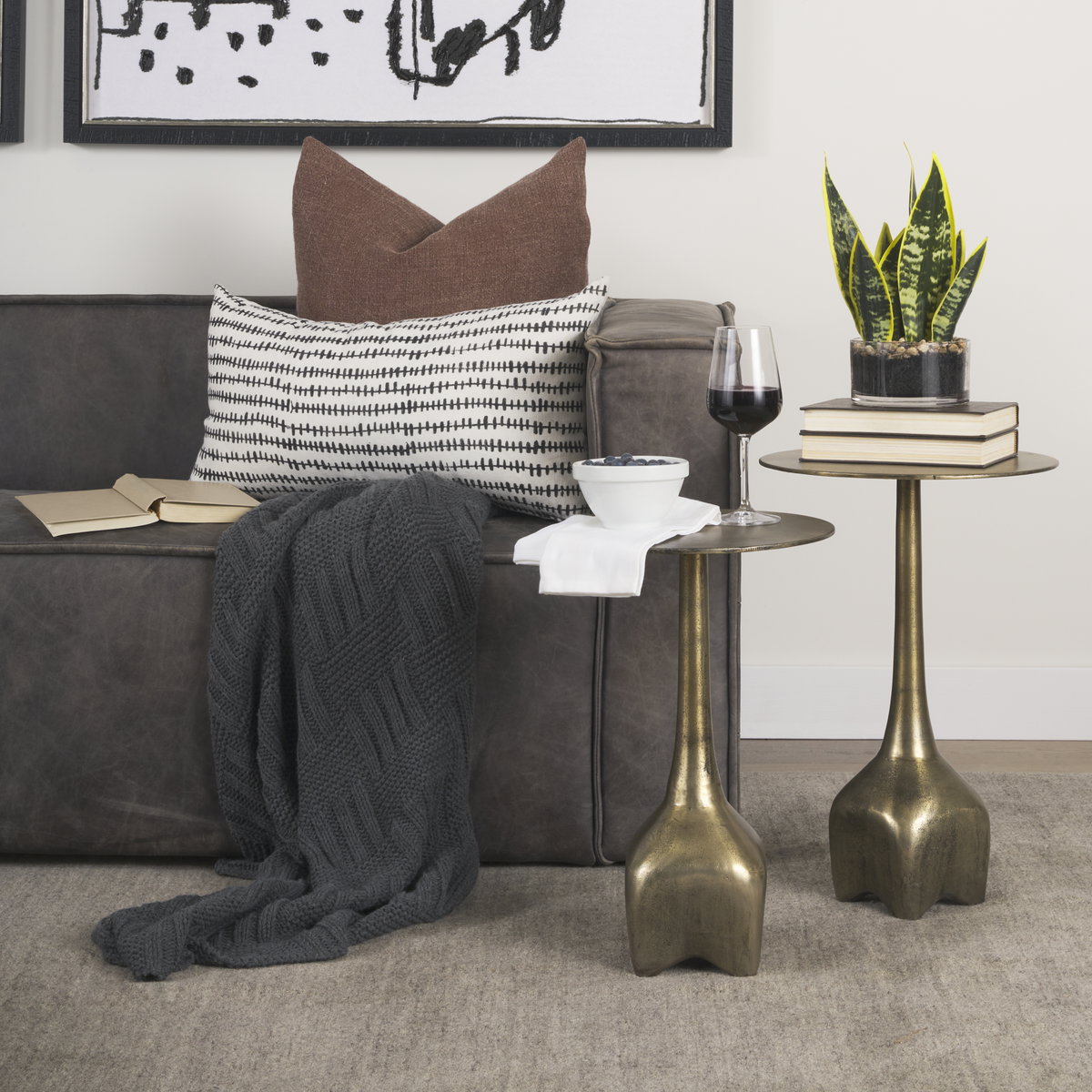 Risha Small Gold Metal Accent Table, Side & End Table by Mercana, 12.75" length x 12.75" width x 20.25" height View 2