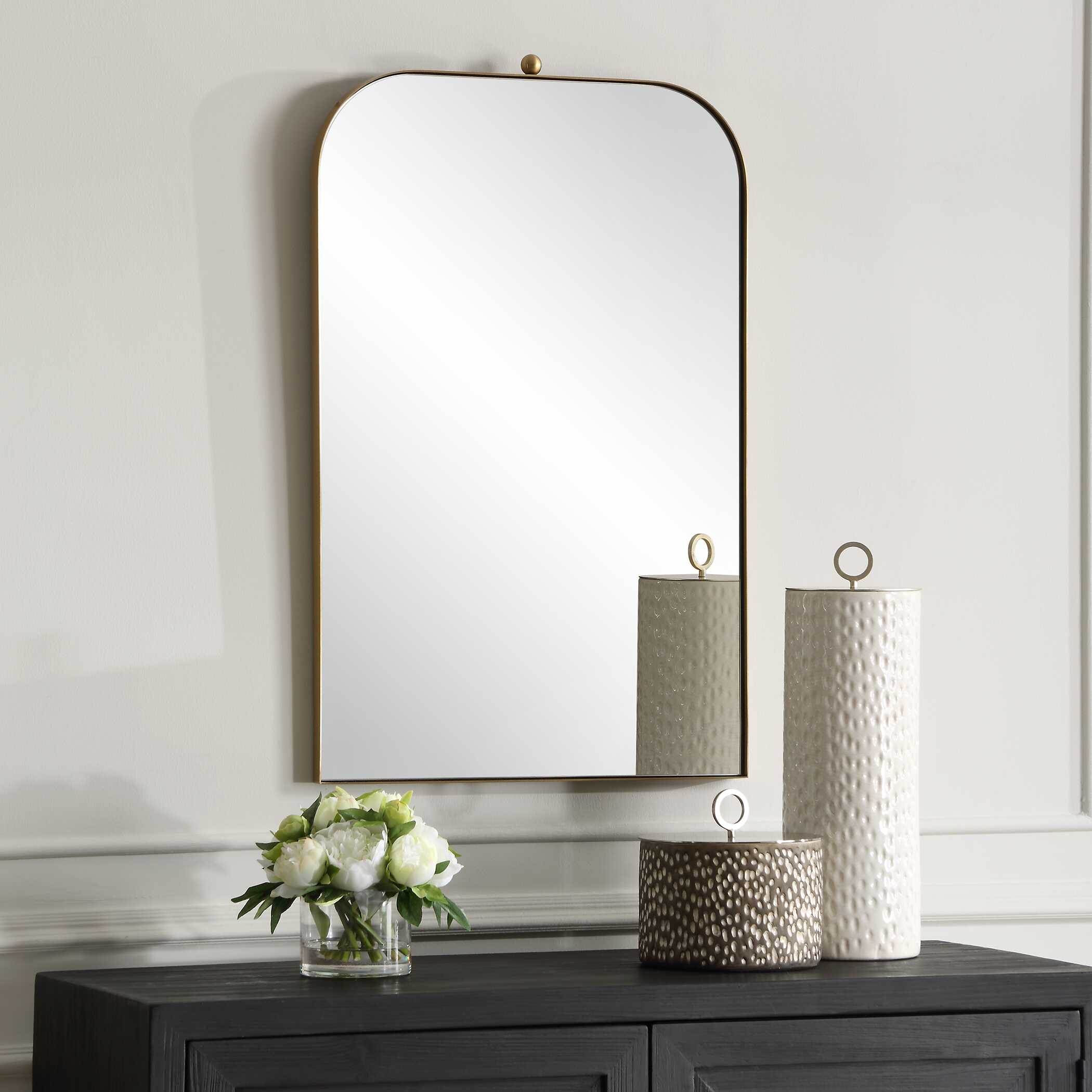 Cassidy Brass Arch Mirror, by Uttermost, 21" width x 33" height x 1" depth View 4