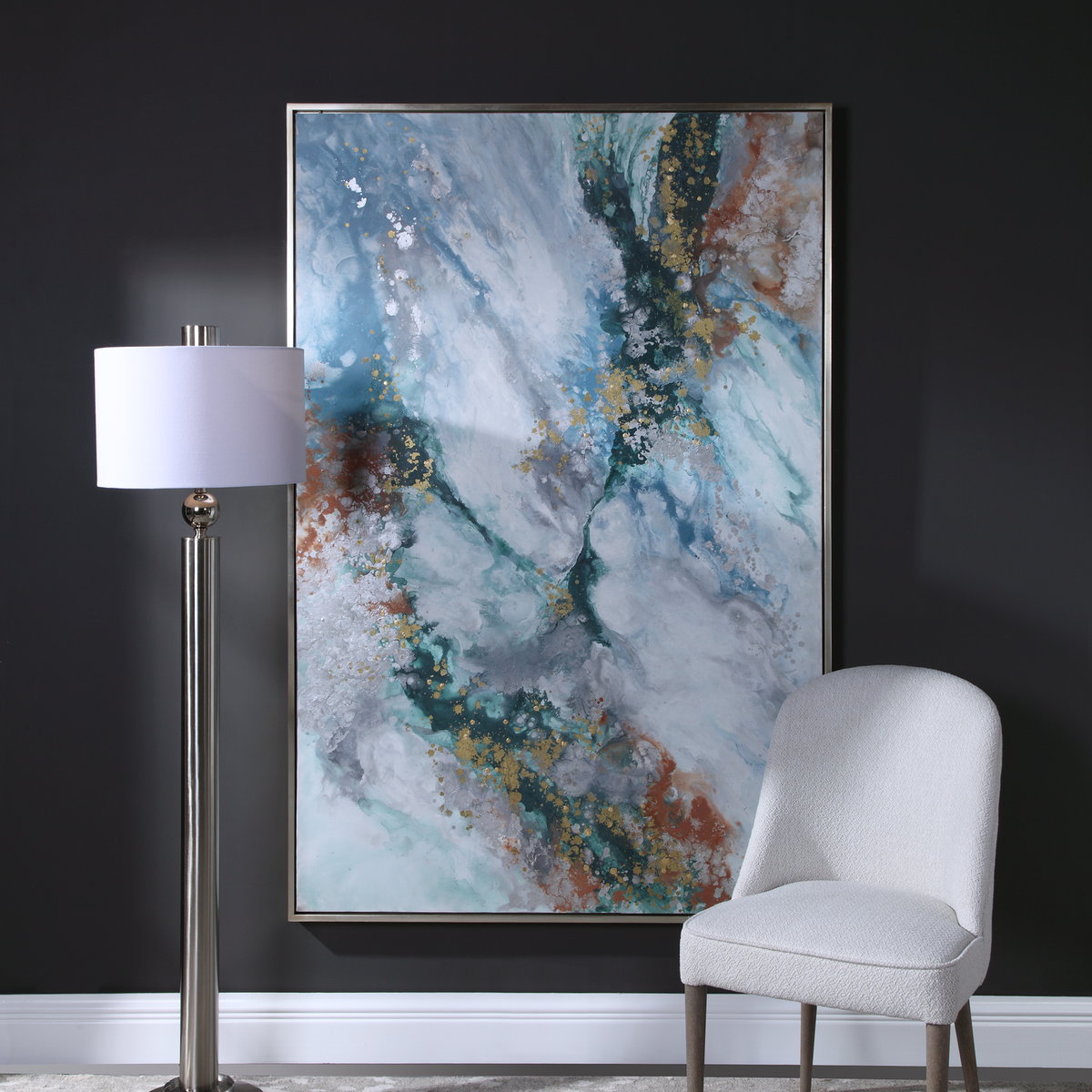 Mercury Hand Abstract Art, Painting by Uttermost, 49.7" width x 73.7" height x 1.7" depth View 2