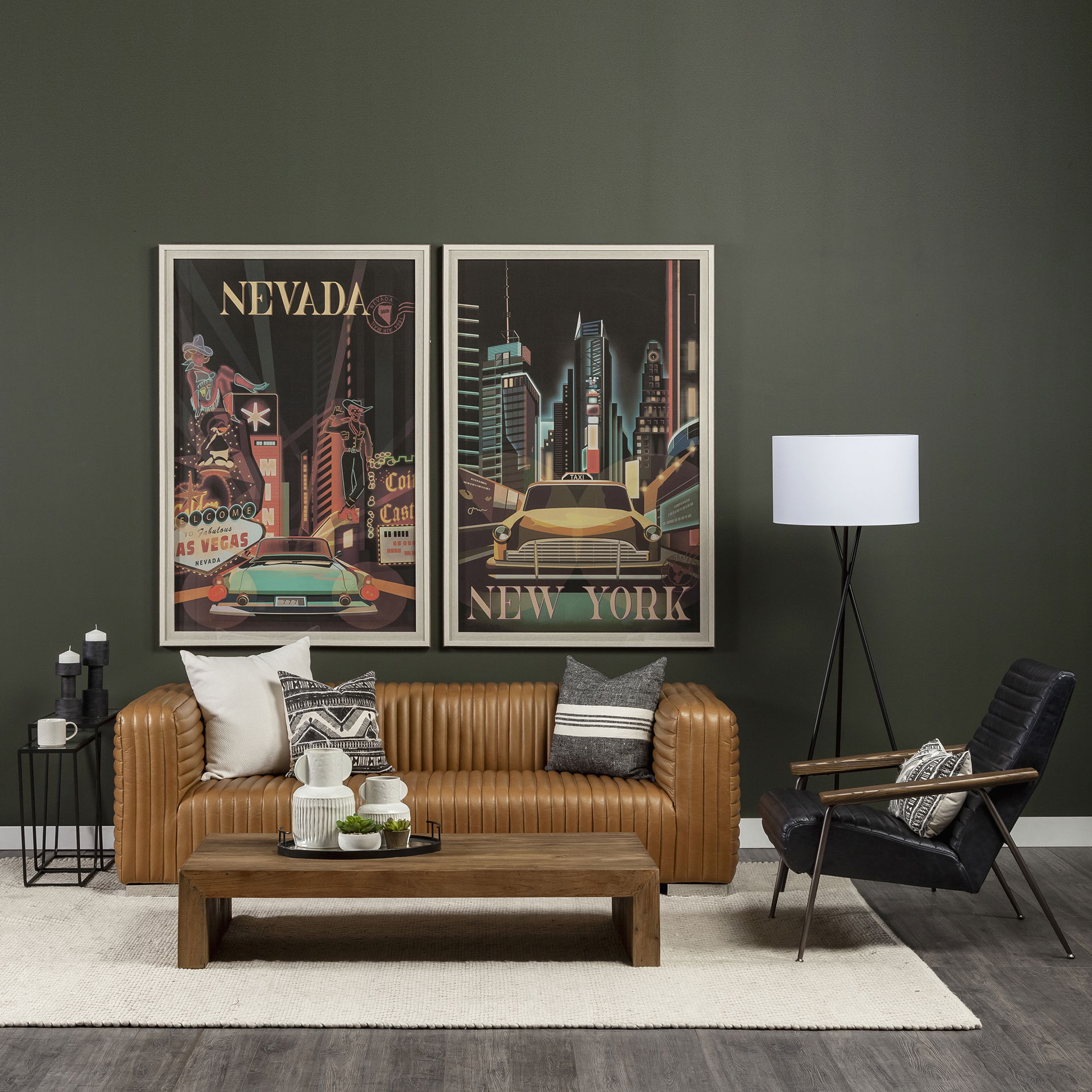 Grosjean Black Leather Wrap Metal Frame Accent Chair, by Mercana, 27.56" length x 37.01" width x 34.65" height View 2