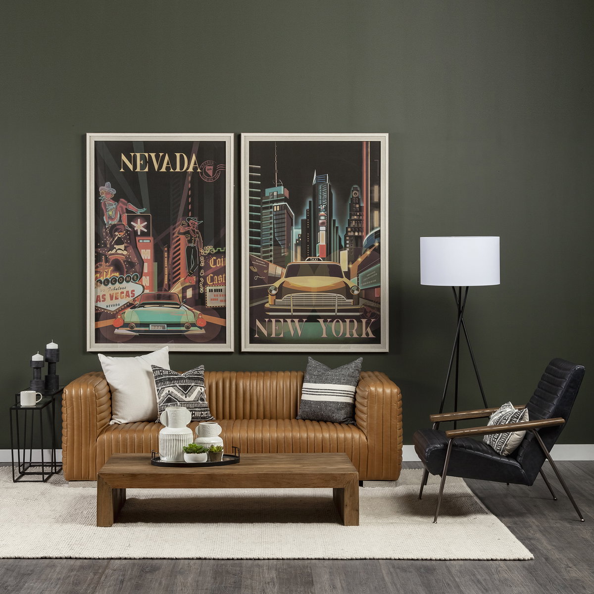 Grosjean Black Leather Wrap Metal Frame Accent Chair, by Mercana, 27.56" length x 37.01" width x 34.65" height View 2