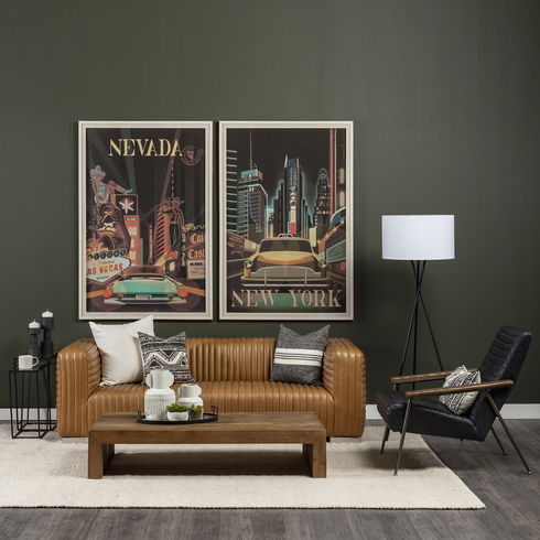 Grosjean Black Leather Wrap Metal Frame Accent Chair