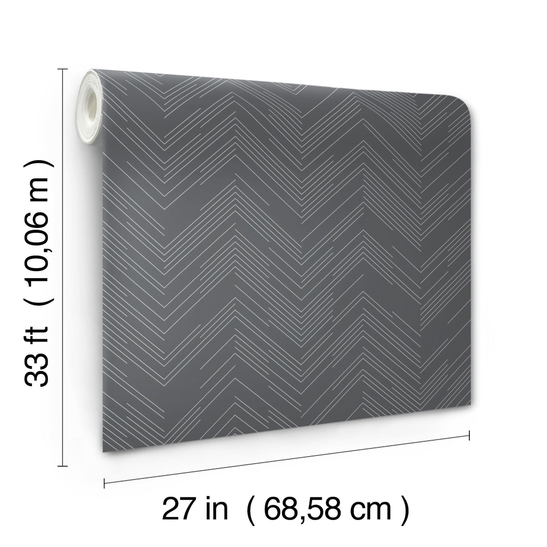 Polished Chevron Charcoal & Silver Wallpaper large image 