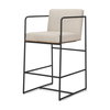 Stamford Backless 36.5in Seat Counter Stool | Beige Fabric with Metal, Counter & Bar Stool by Mercana, 18.7" length x 22.6" width x 36.5" height thumbnail 1