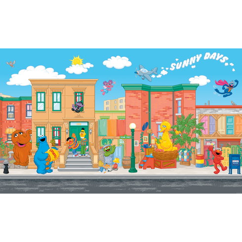 Sesame Street Chair Rail Wall Mural