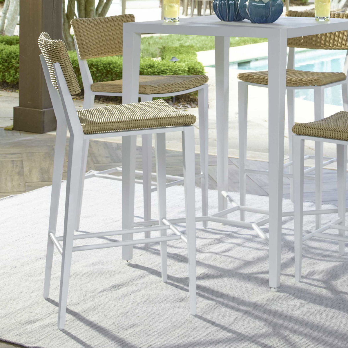 Calbas White Outdoor Bar Stool, Furniture by Uttermost, 19.75" width x 42.25" height x 22.6" depth View 4