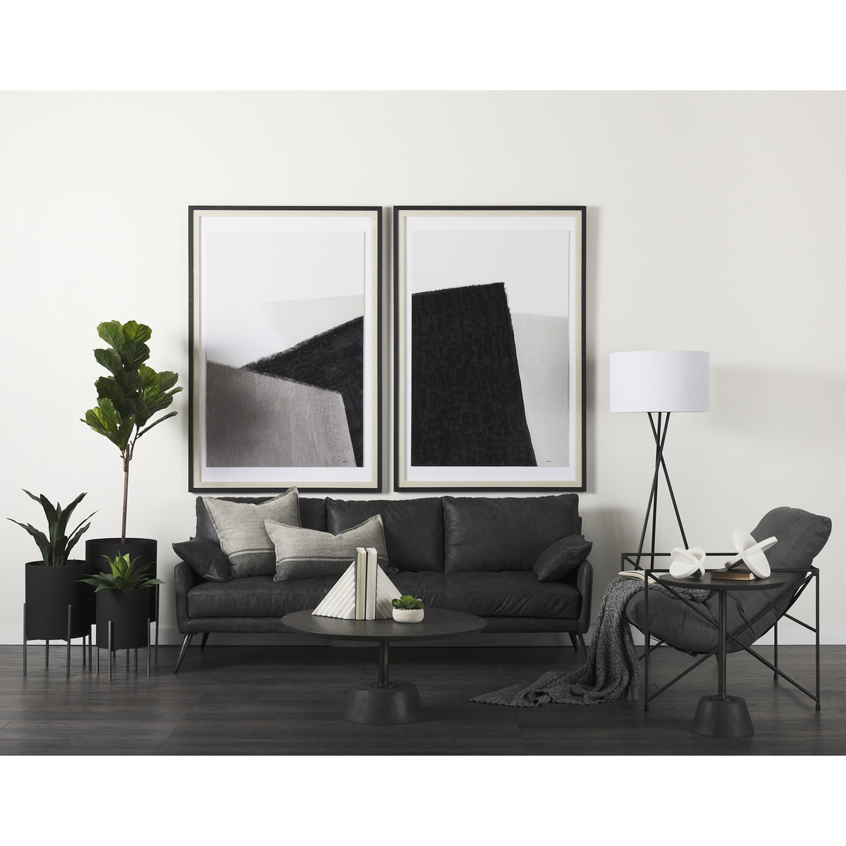 Zadie 14x26 Light Gray and Dark Gray Fabric Color Blocked Pillow Cover, Decorative Pillow by Mercana, 14" length x 26" width x 0.2" height View 4
