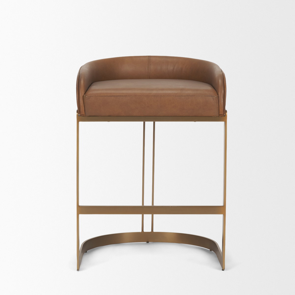 Hollyfield Backless 24.75in Seat Counter Stool | Cognac Brown Leather, Counter & Bar Stool by Mercana, 20.5" length x 19.5" width x 28.7" height View 3