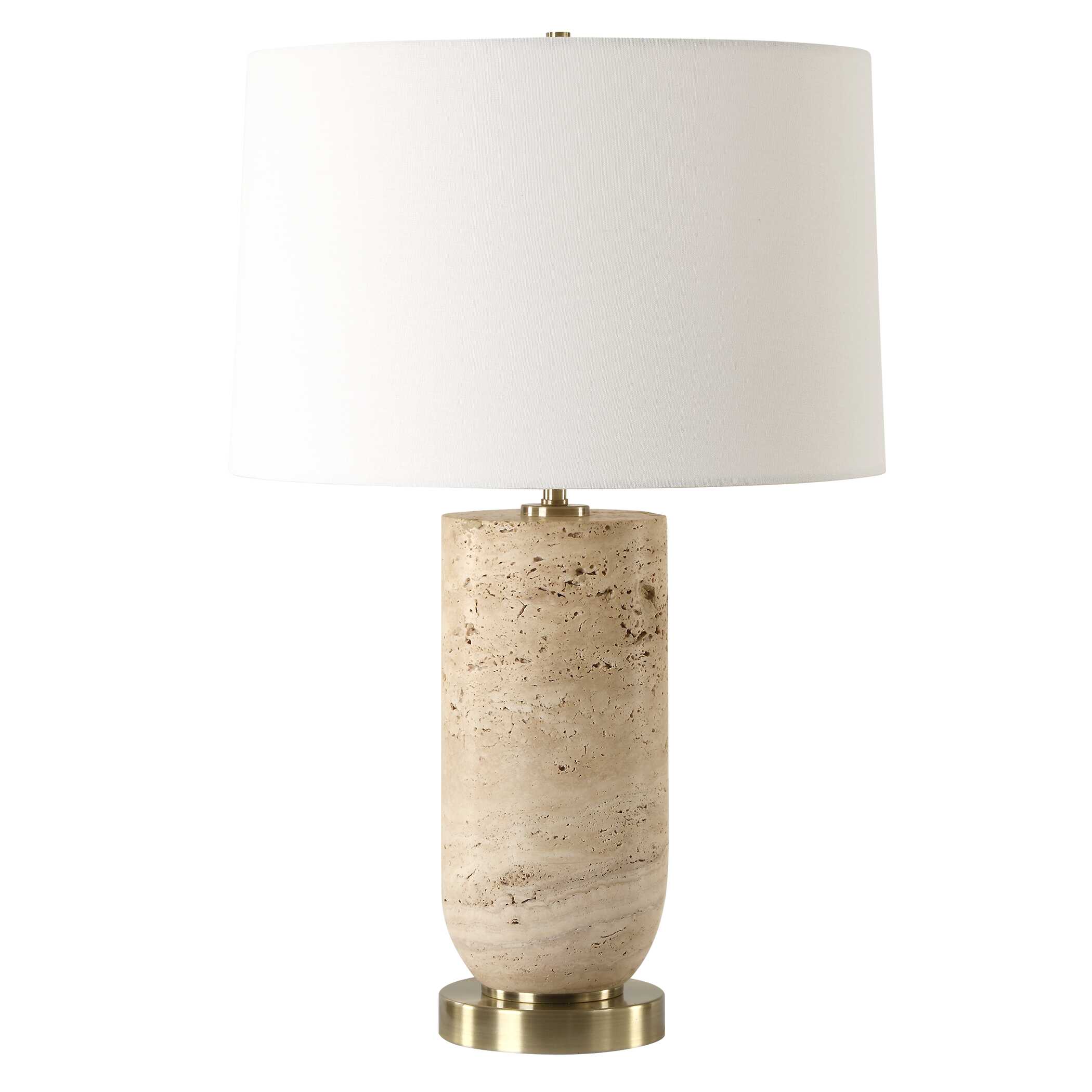 Aubrey Travertine Table Lamp, by Uttermost, 16" width x 24.5" height x 16" depth View 5