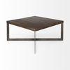 Faye 34L x 34W x 17H Medium Brown Wood with Antique Nickel Metal Base Square Coffee Table thumbnail 4