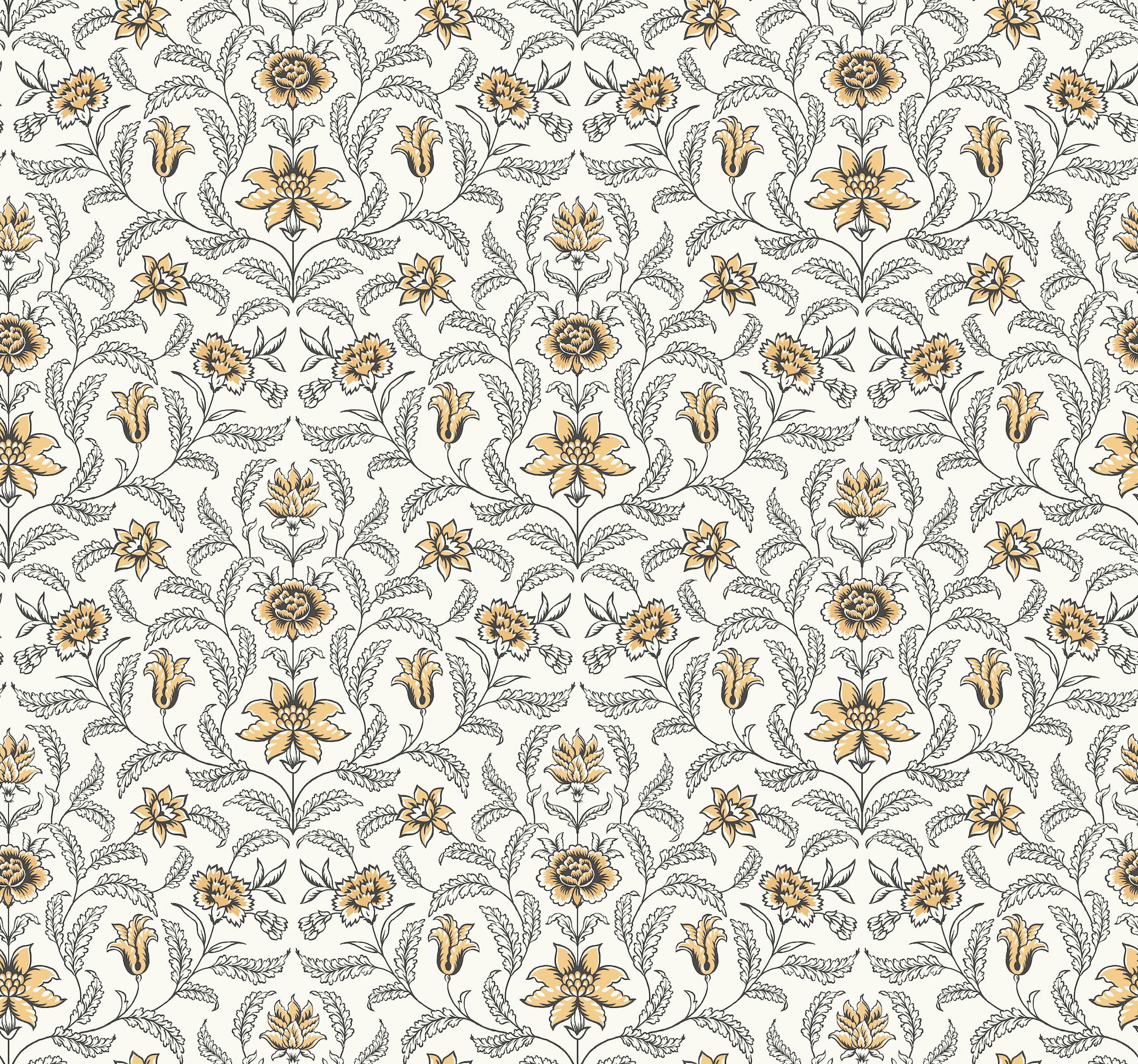 Vintage Blooms Yellow Wallpaper, by York Wall, 27' length x 2'3" width x 0.02" depth View 1