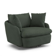 Online Designer Living Room Leigh 47 Grand Swivel Lounge Chair Green Wool Boucle