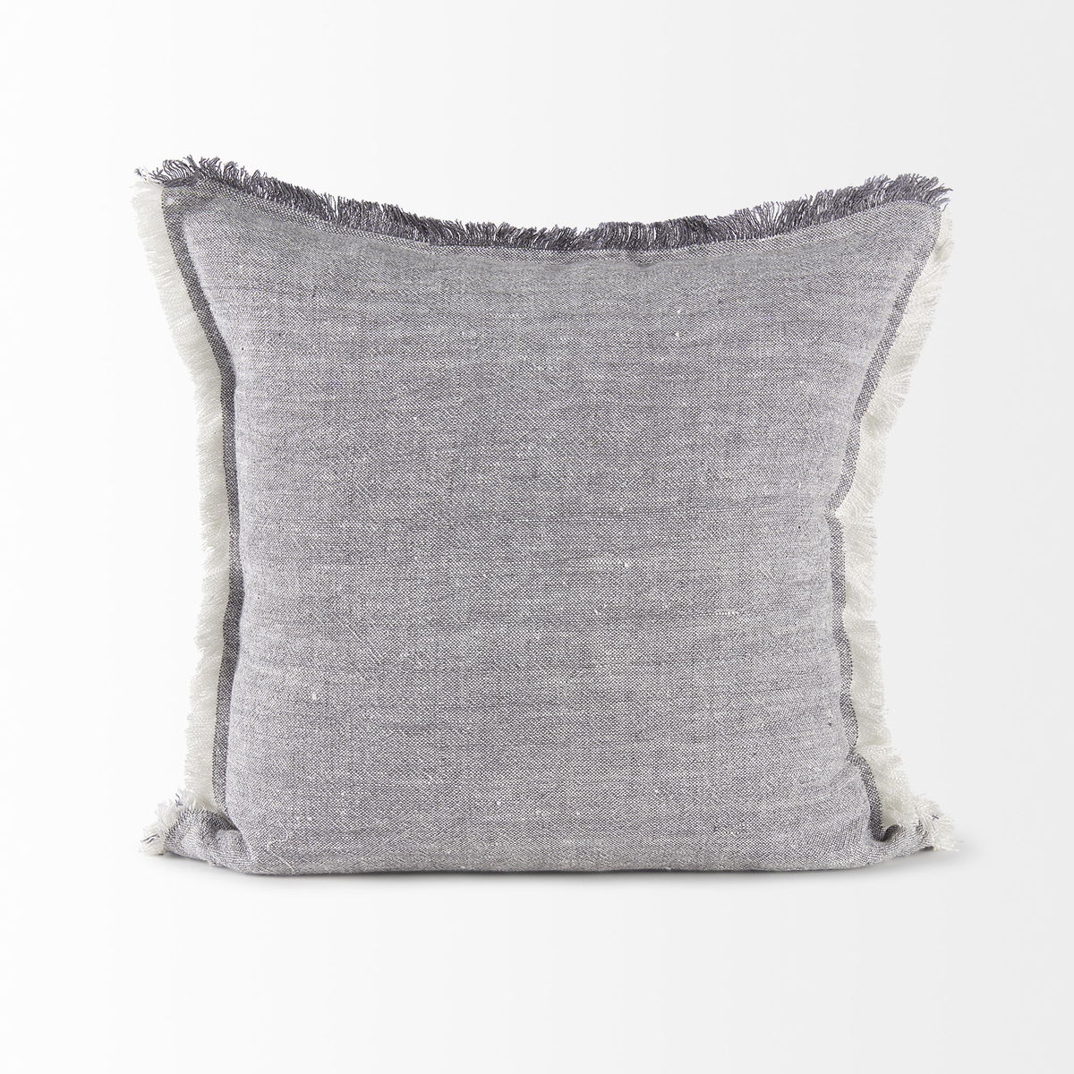 Thais 20x20 Blue and Cream Fringed Pillow Cover, Decorative Pillow by Mercana, 20" length x 20" width x 0.2" height View 8