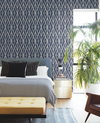 Riviera Bamboo Trellis Navy Wallpaper, by York Wall, 33' length x 1'8.5" width x 0.02" depth thumbnail 2
