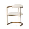 Hollyfield Curved Back Dining Arm Chair | Cream Fabric with Gold Iron, Dining Chair by Mercana, 20.5" length x 21.3" width x 29.5" height thumbnail 1