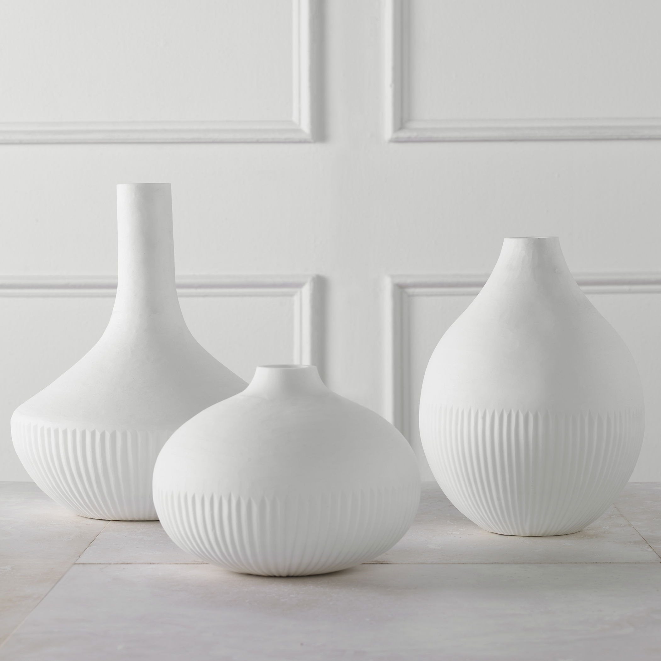 Apothecary Satin White Vases, Set/3 large image 